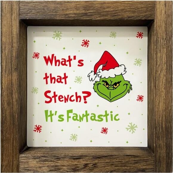 Funny Christmas Wooden Sign, 7x7 Inch Vintage Holiday Tiered Tray Decor - Picture 1 of 8